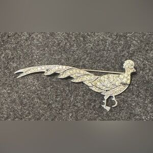 Vintage Brooch - maybe pheasant, peacock, other. Made in Czechoslovakia
